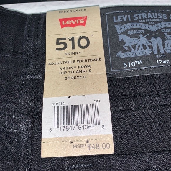 Levi’s 510 Jean’s black Sz 26x26 women’s mid-rise ankle crop skinny jeans NWT - Picture 9 of 16